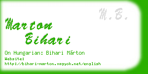 marton bihari business card